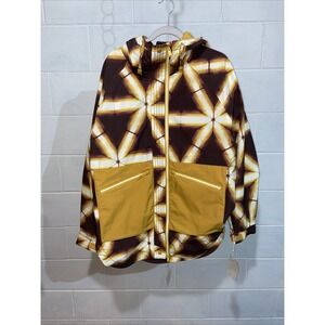 Free People Singin' In The Rain Printed Packable Jacket L Golden Shibori Combo